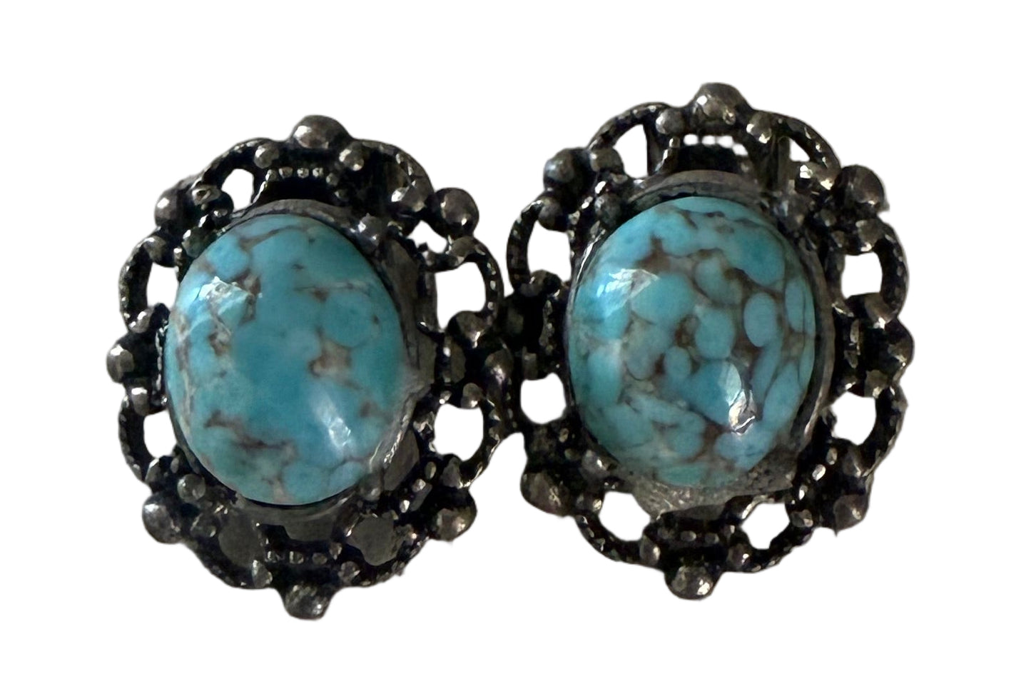 Victorian Style Turqouise Clip On Earring Set