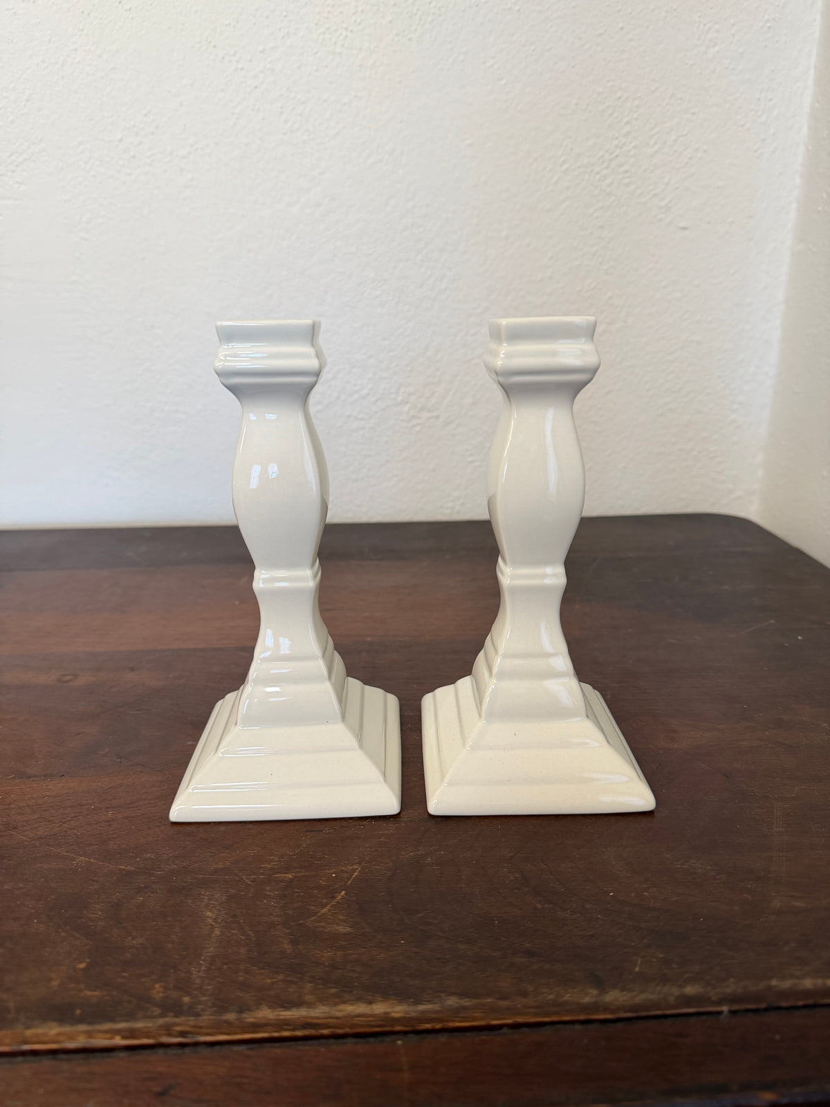 Set Of 2 Mikasa French Countryside White Candlestick 7 1/4"