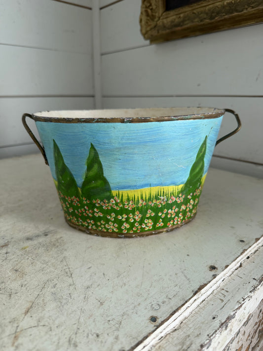 Hand painted bucket planter
