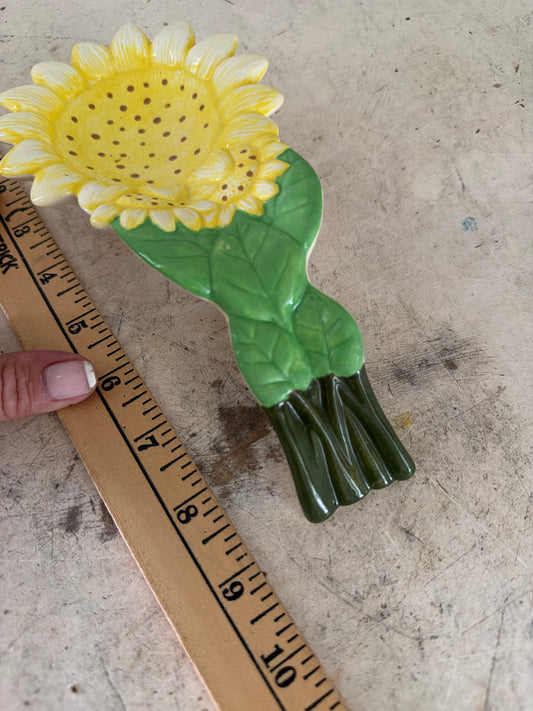 Ceramic sunflower spoon rest