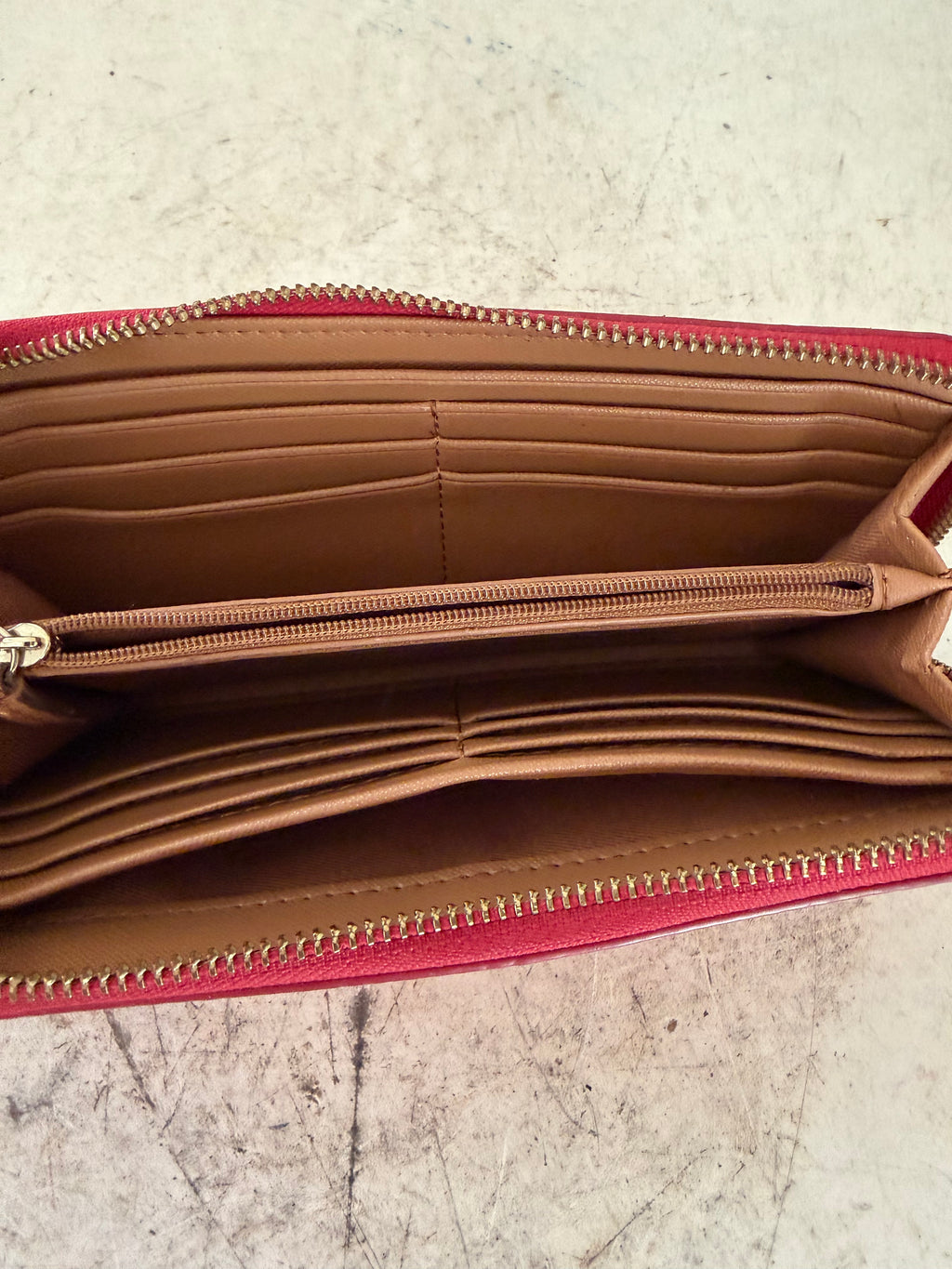 Fossil Red Leather Zip Wallet
