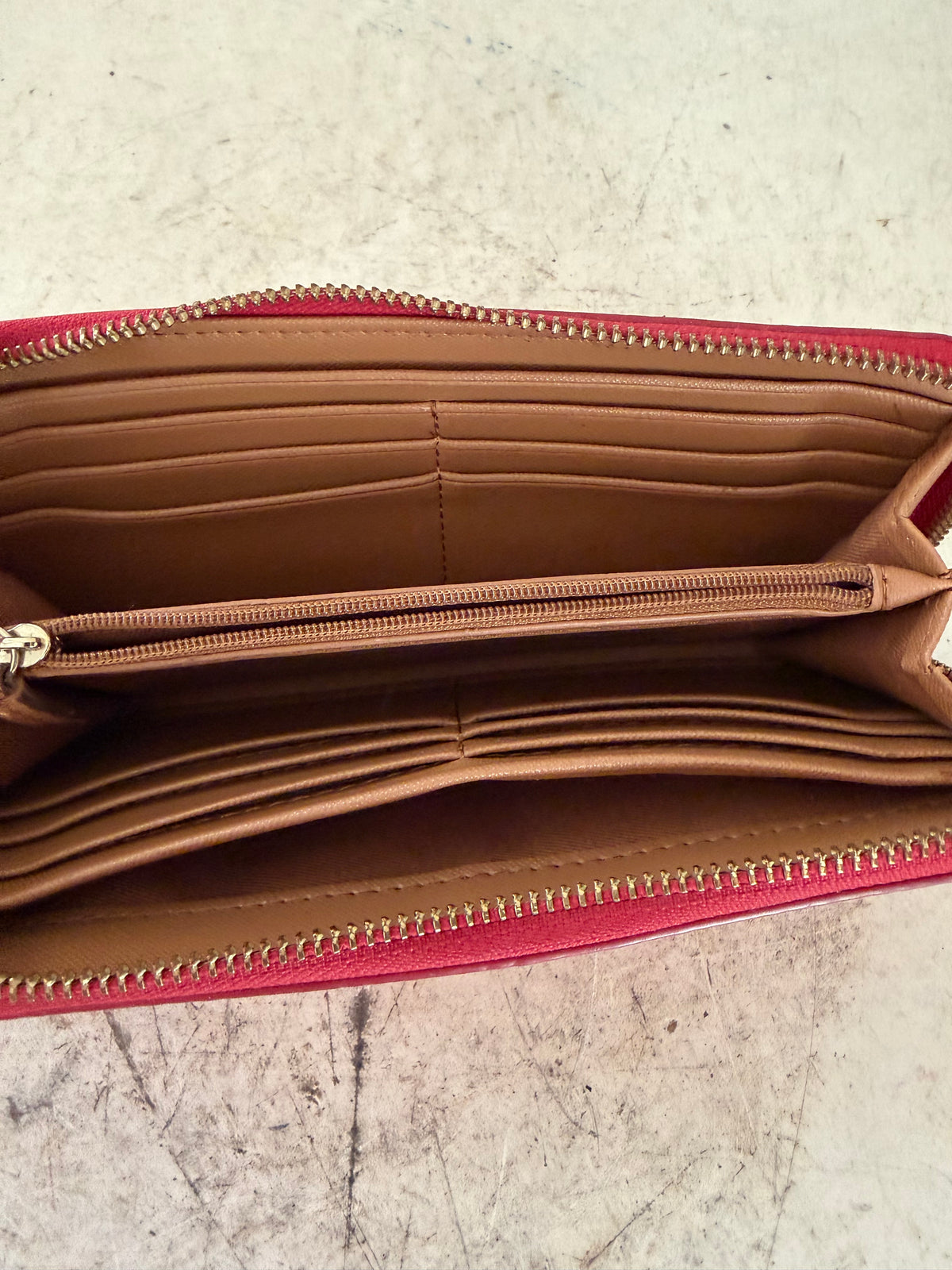 Fossil Red Leather Zip Wallet