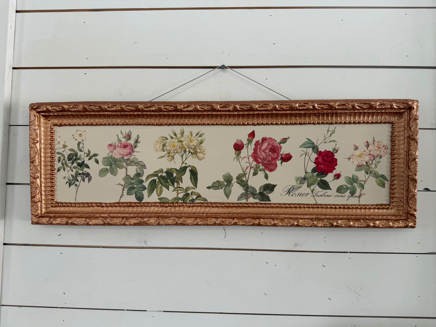 Rose Botanical Framed Art - frame is imperfect as is see photos