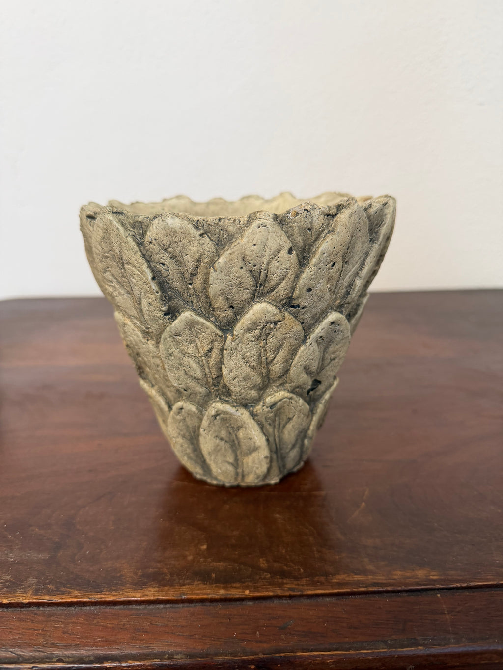 Cement Leaf Pattern Planter Pot