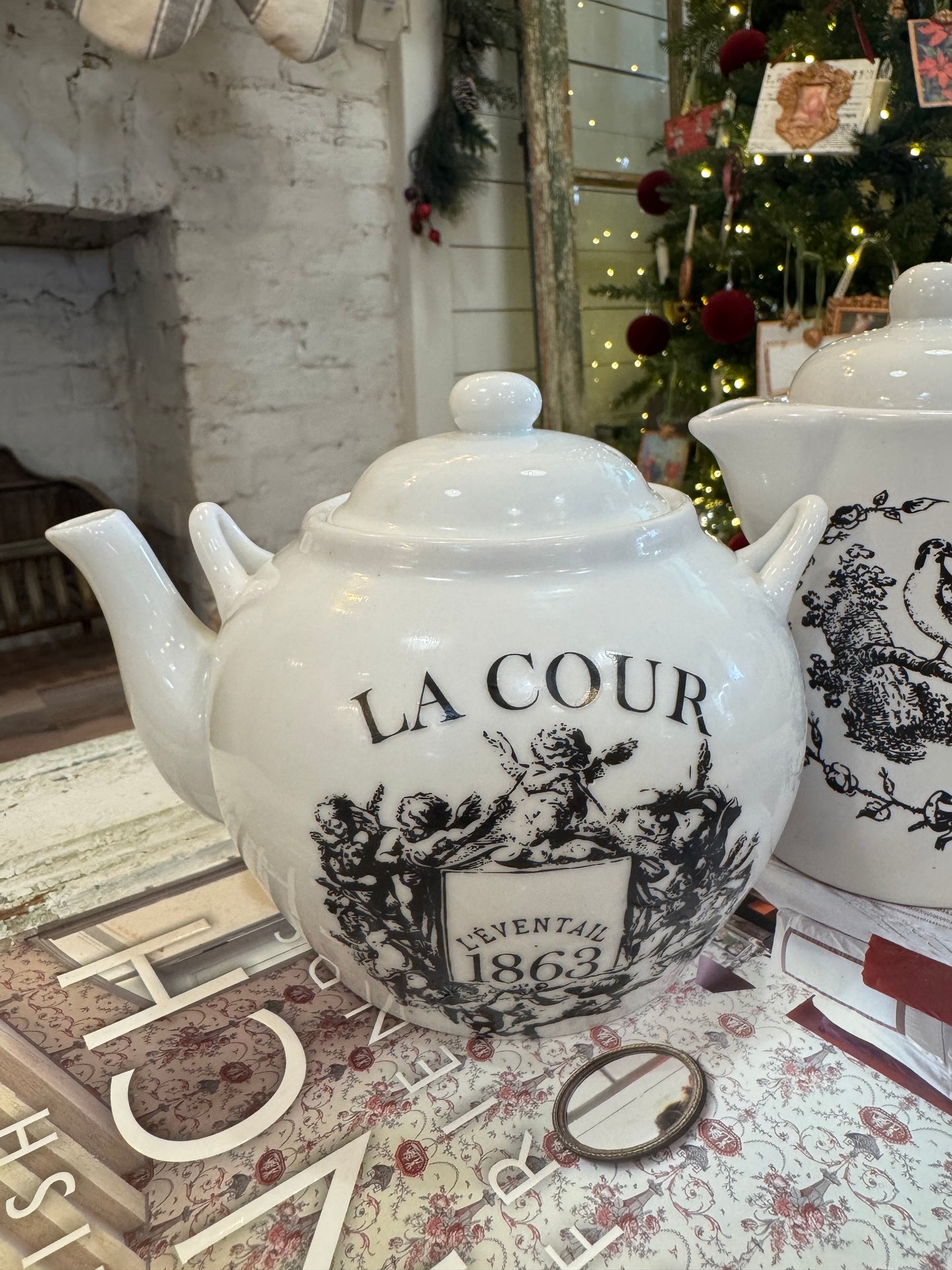 French Country Tea Pot sold individually - spot clean only on outside for decor