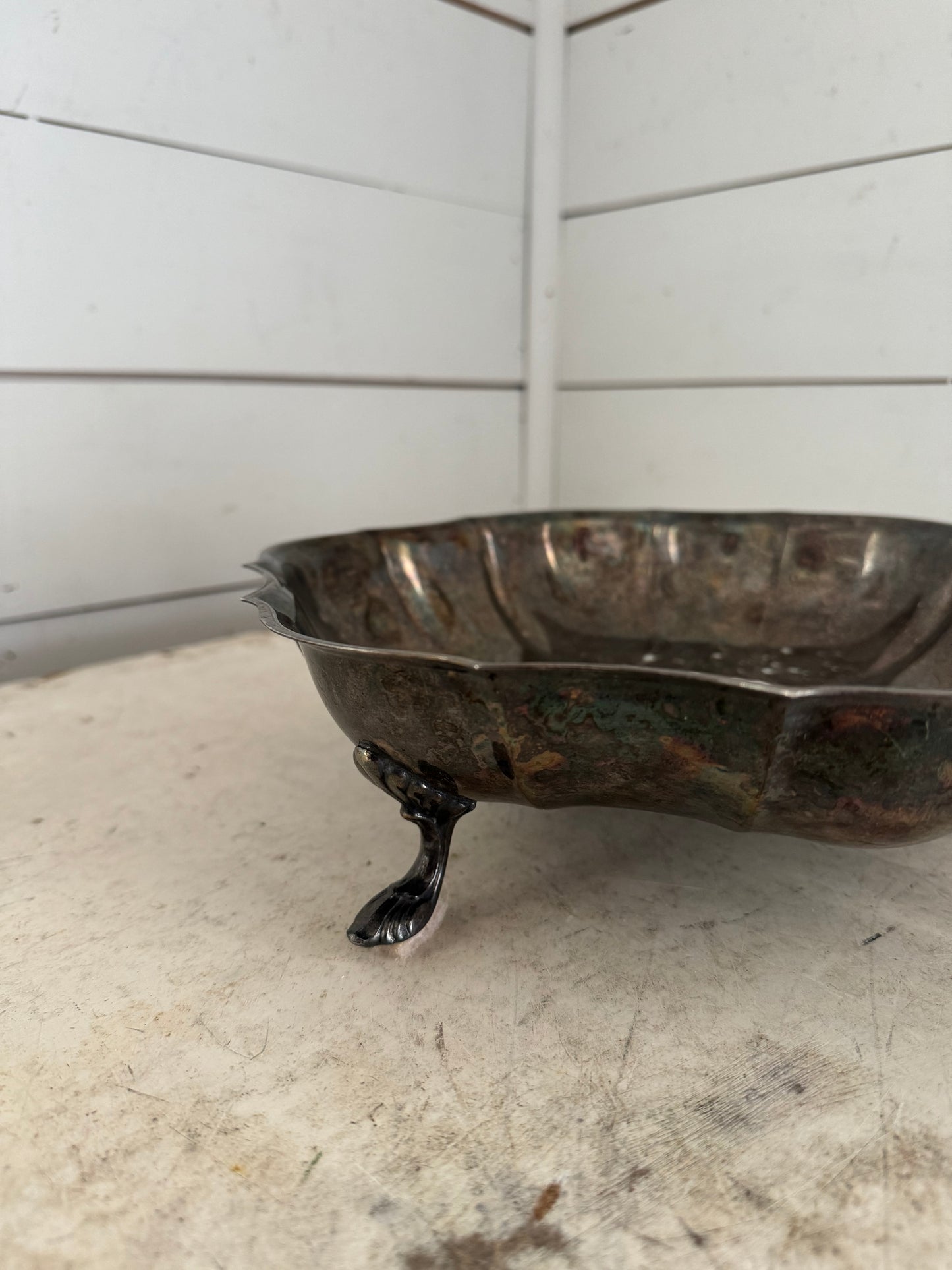 Silver Plated Serving Footed scalloped decorative bowl