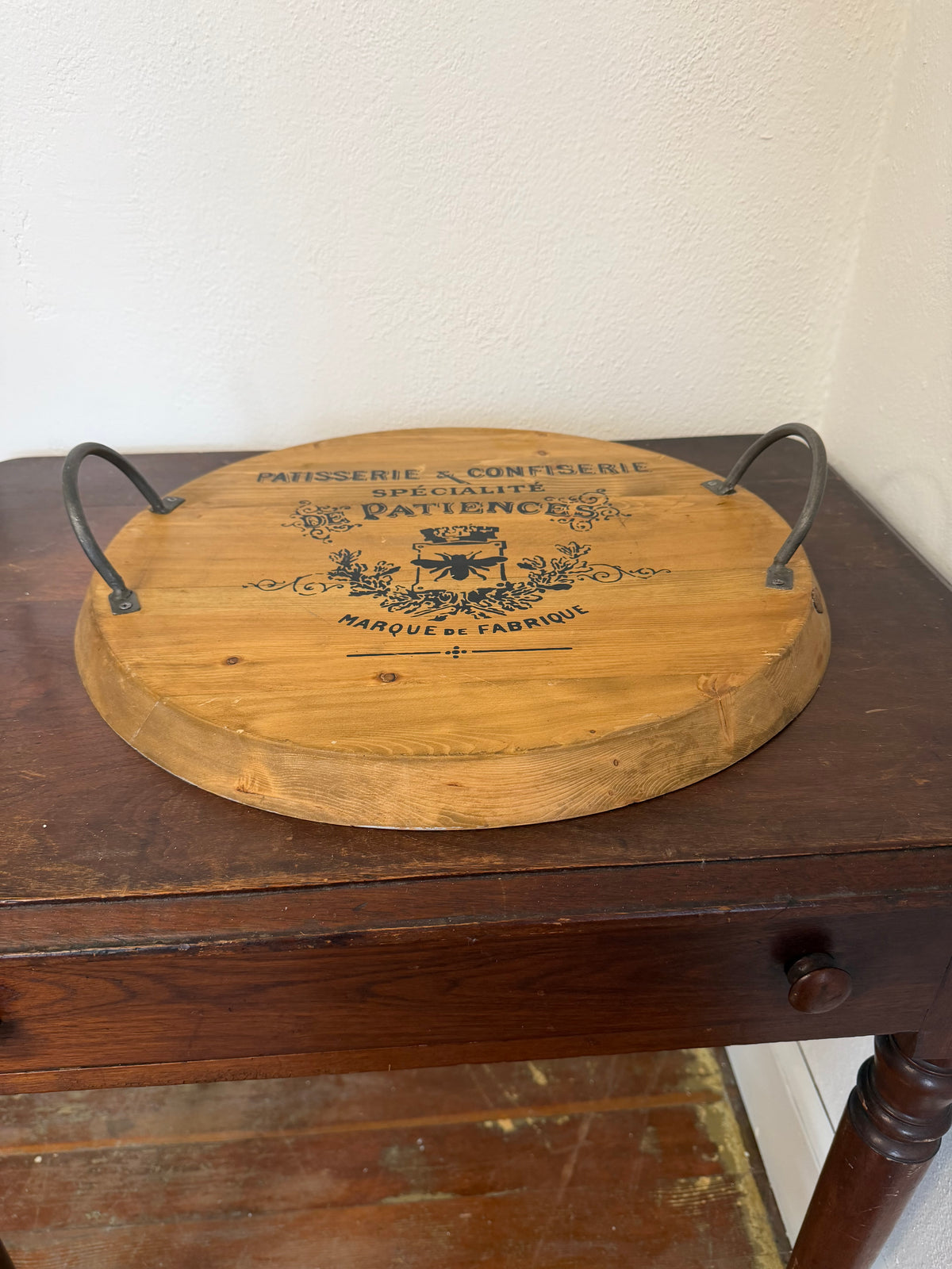 French Style Wood Tray with Handles