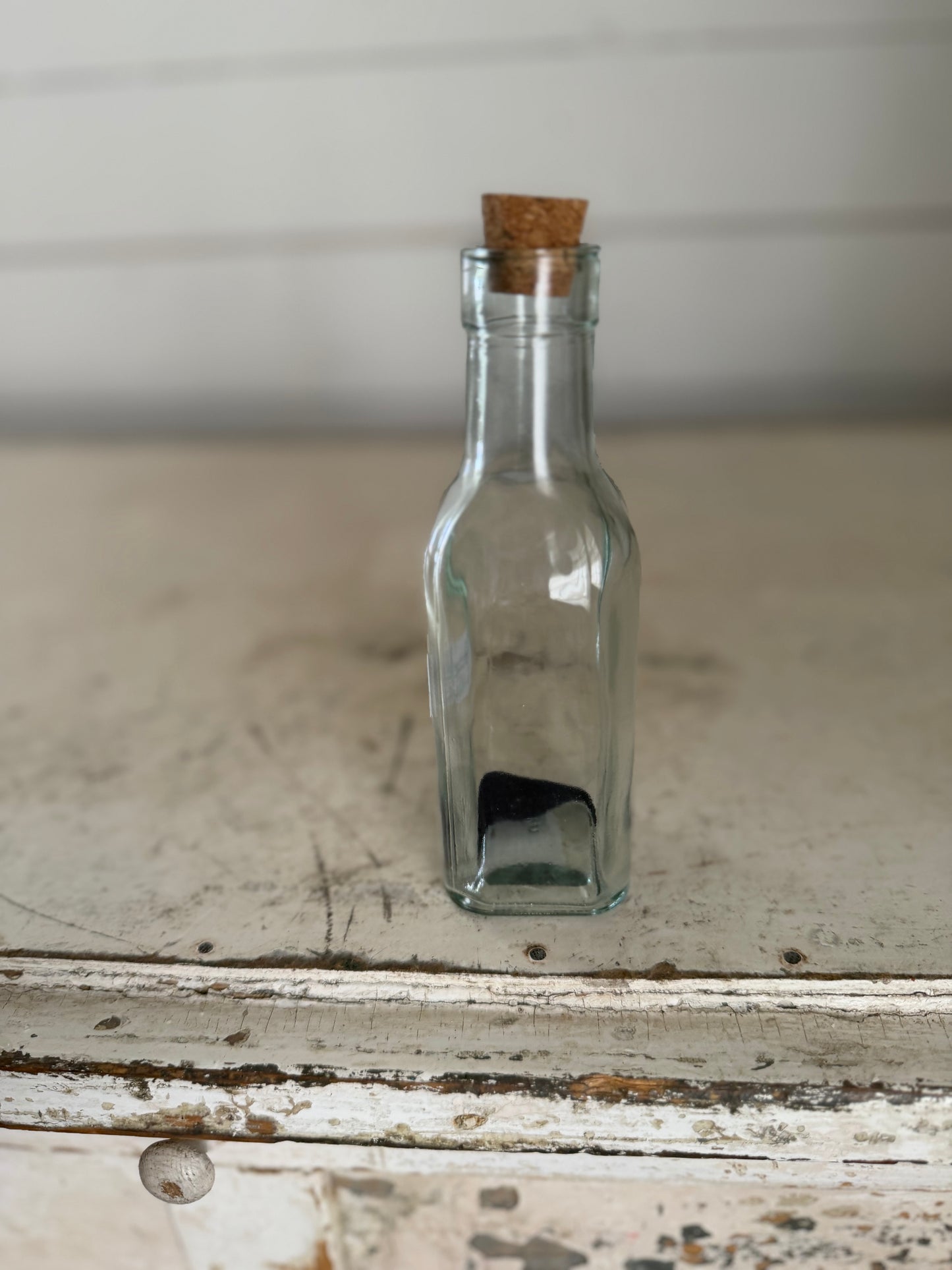Small Blue Green Glass bottle with Cork