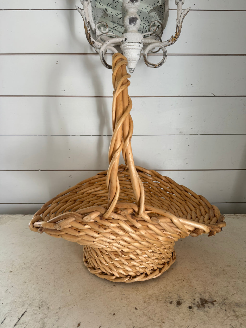 Oval Wicker Carrying Basket With Tall Handle