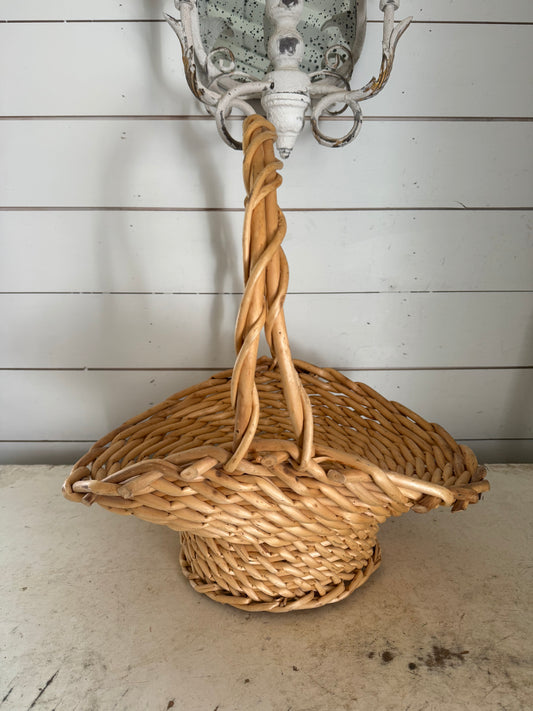 Oval Wicker Carrying Basket With Tall Handle