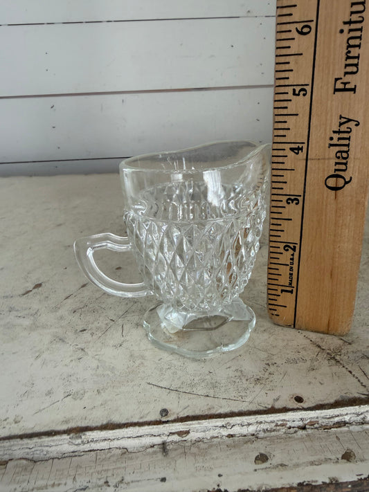 Diamond point clear glass creamer