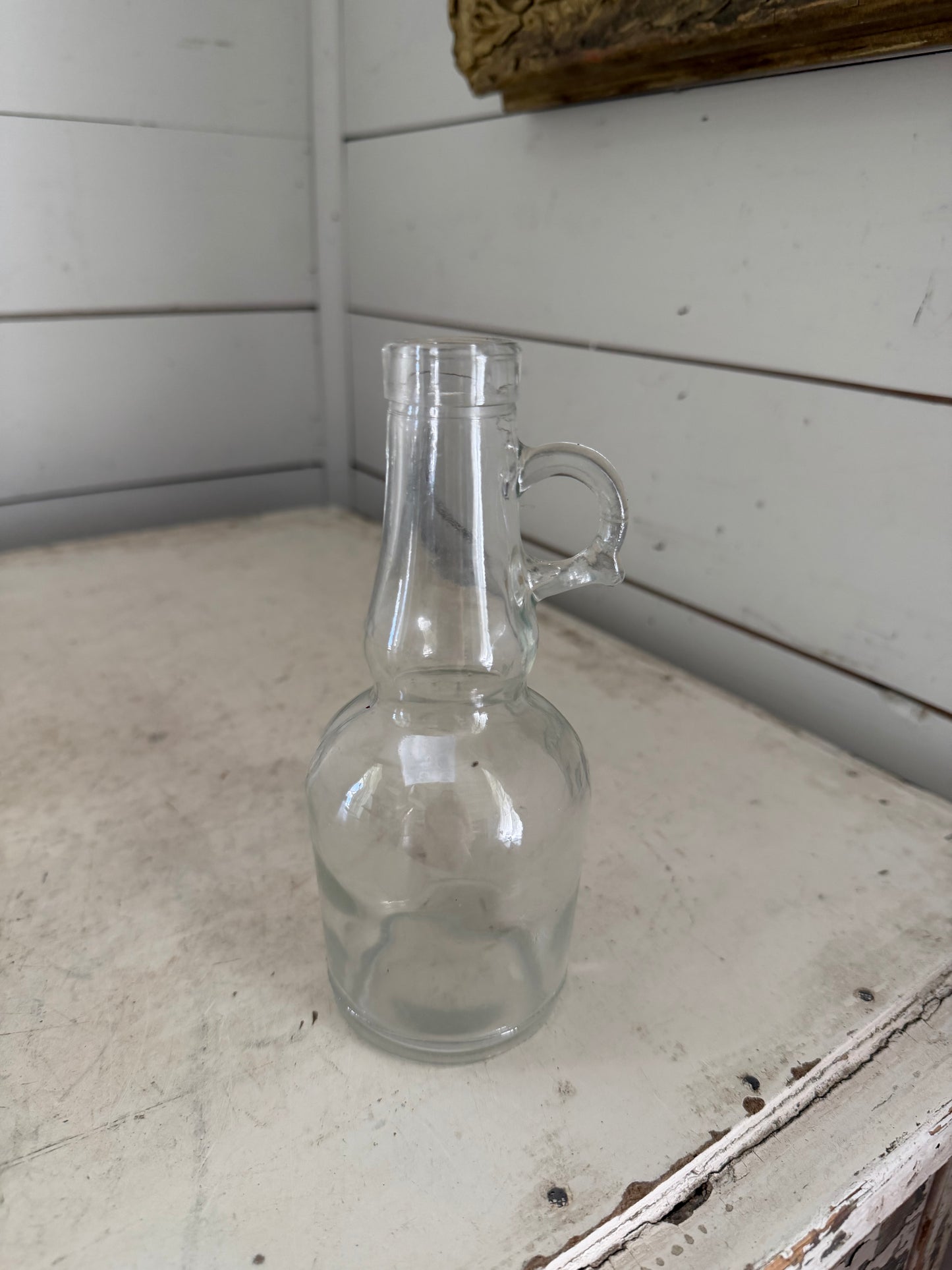 Clear, glass oil decanter bottle