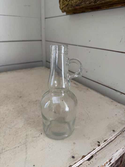 Clear, glass oil decanter bottle