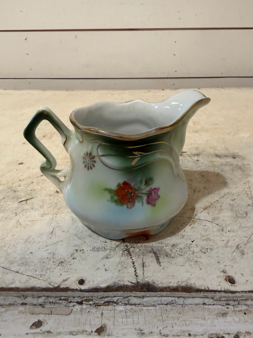 Antique Bavarian hand painted Floral Creamer