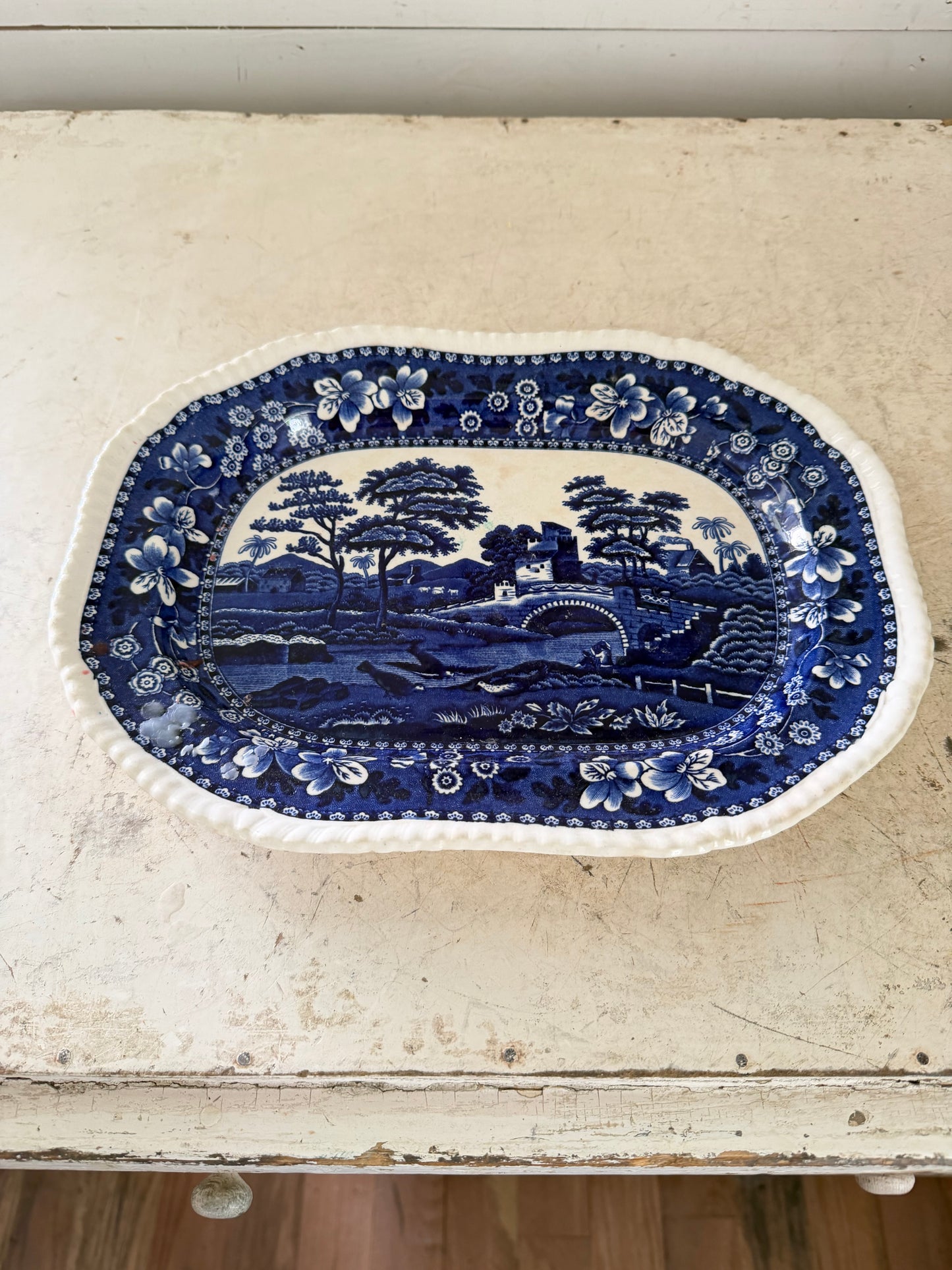 Vintage Copeland Spode Tower Blue Platter 12” ironstone