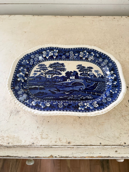 Vintage Copeland Spode Tower Blue Platter 12” ironstone