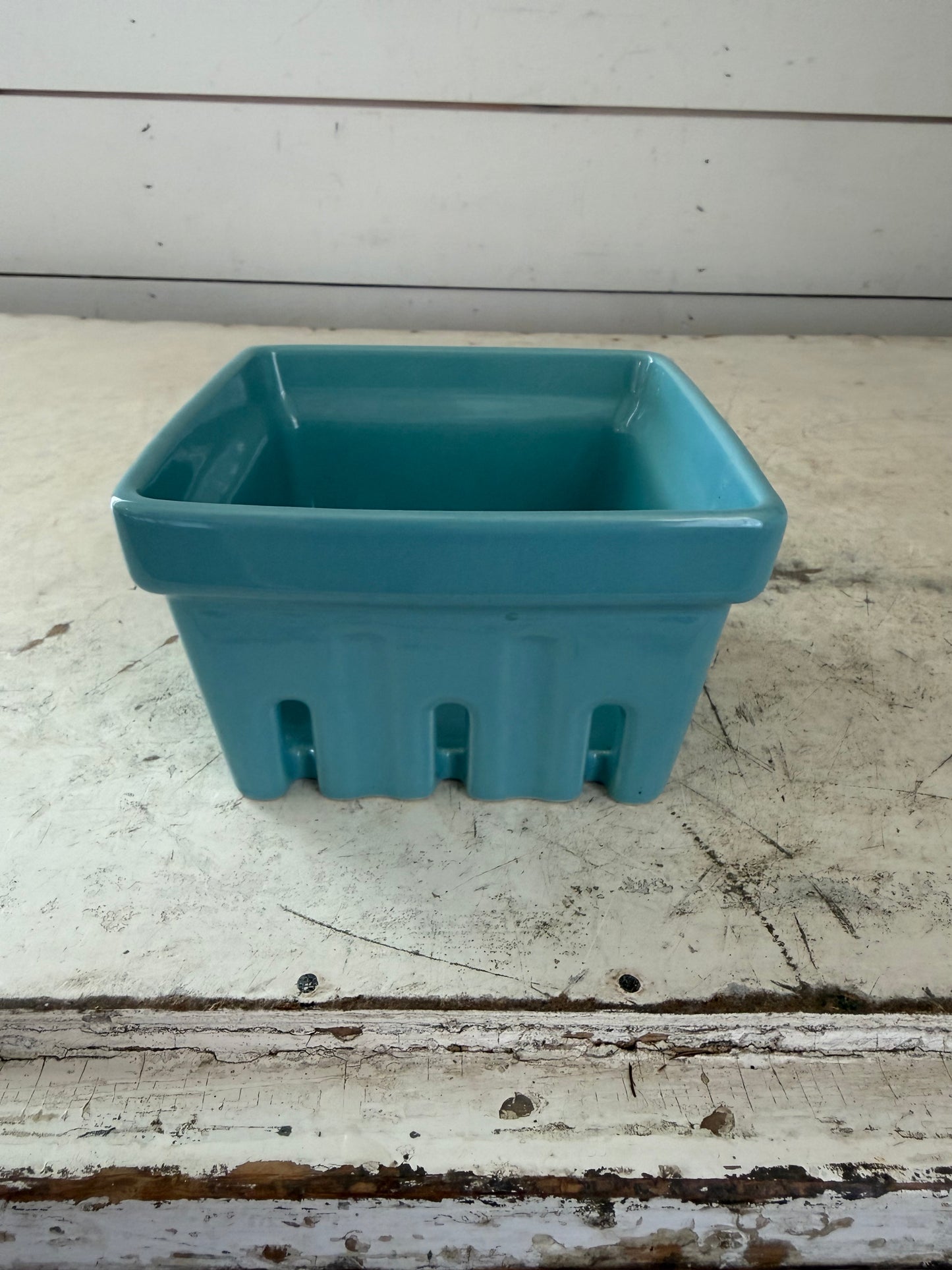 Katie Kime ceramic teal berry basket