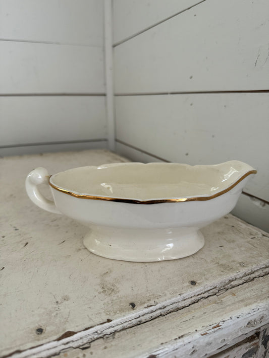 Vintage Gold Rim Gravy Boat