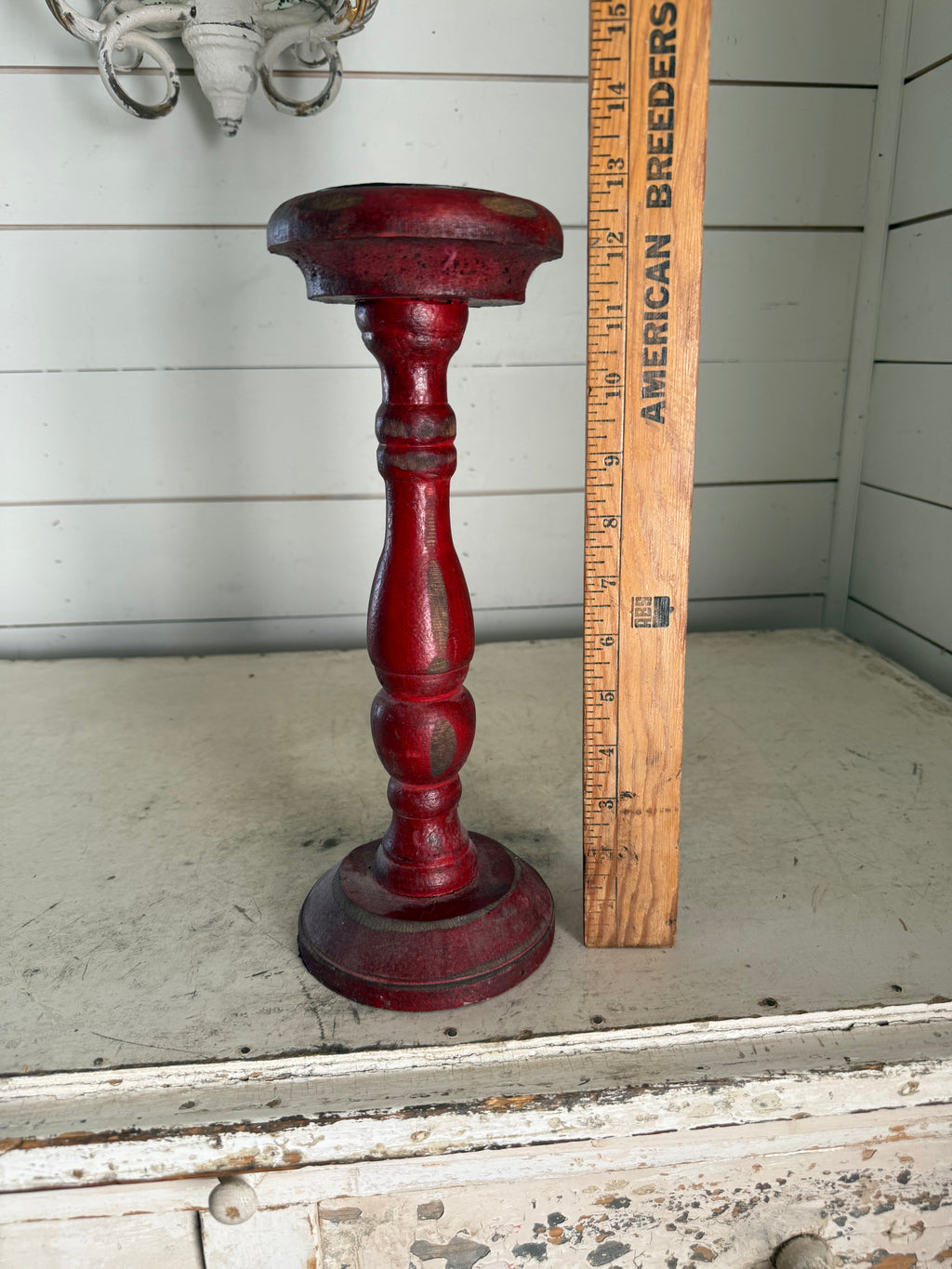 Hand turned wood candlestick