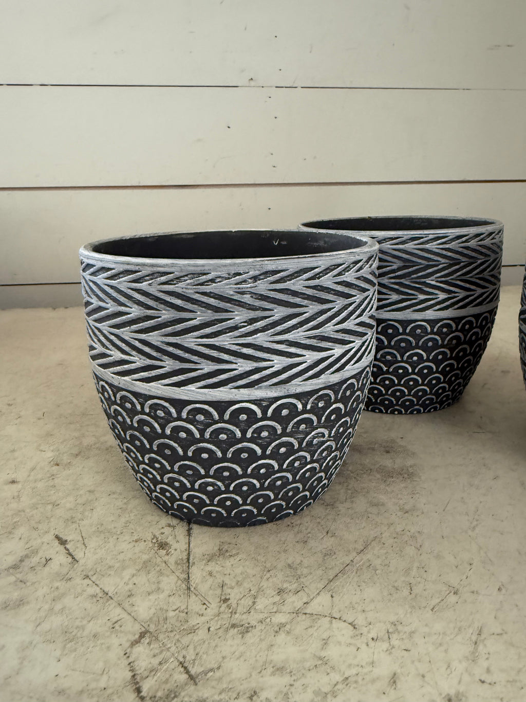 Gray and White patterned pot sold individually