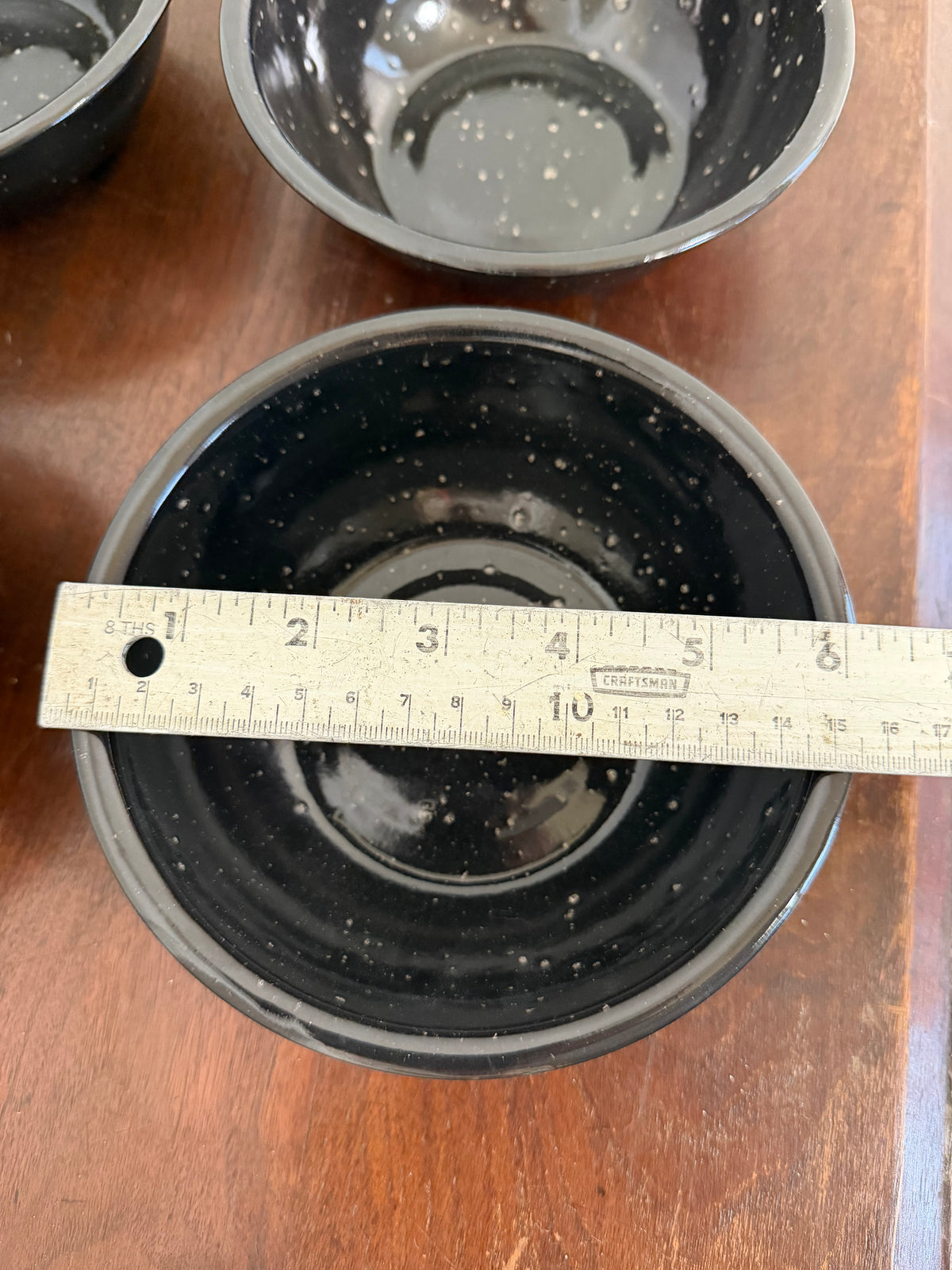 Black Speckled Enamel Bowl 6” - Sold Individually
