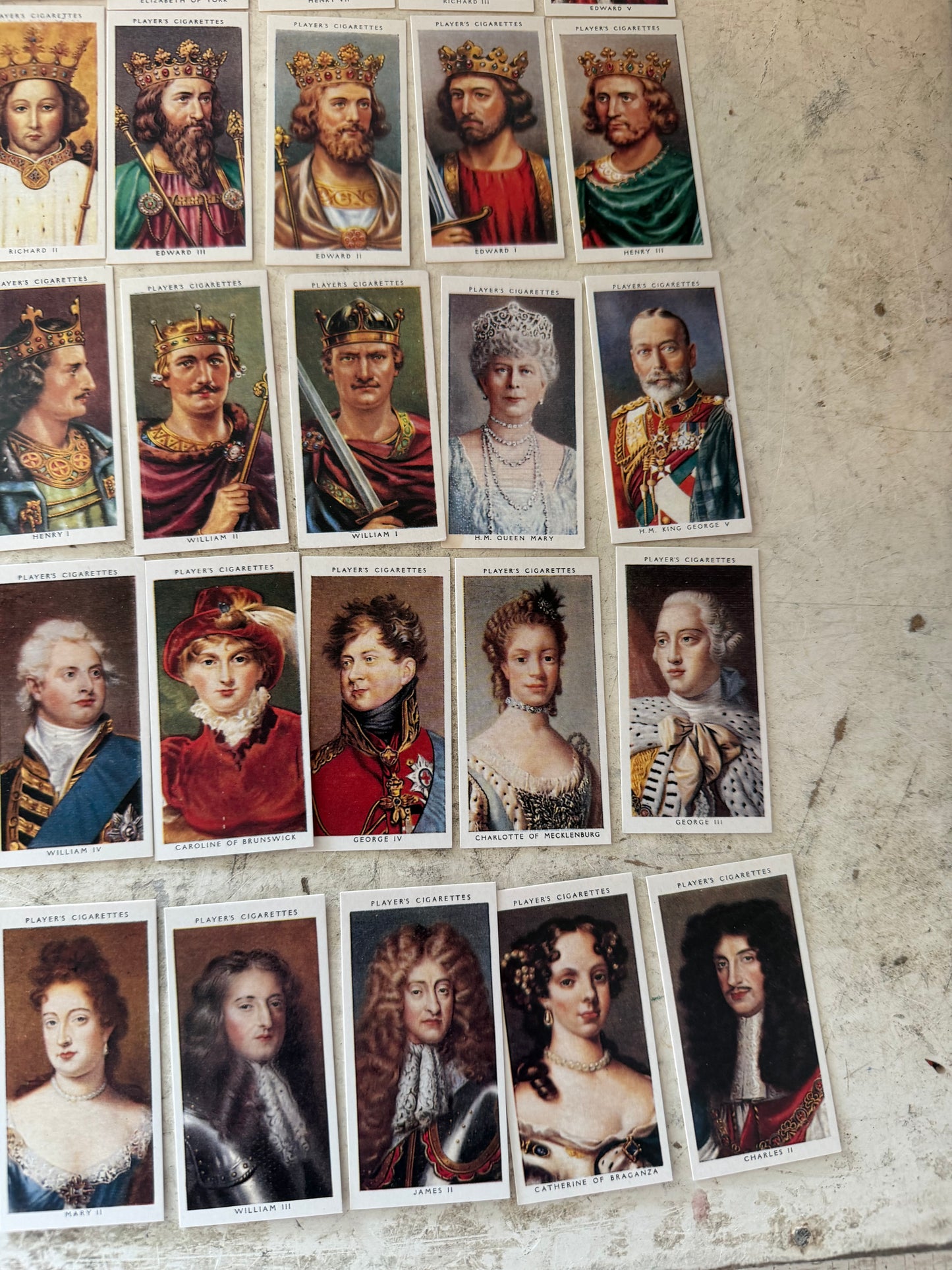 Kings and queens of England’s set of 50 cigarette cards - 1990’s originally from 1935