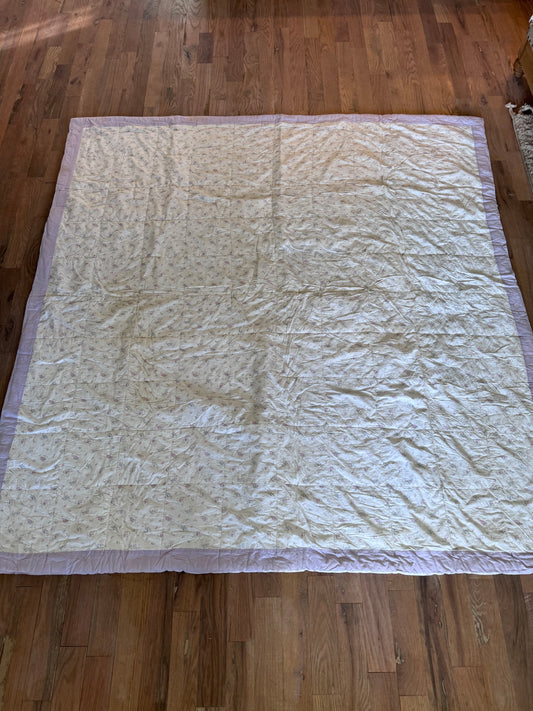 Lavender and Cream Floral Full Size Quilt