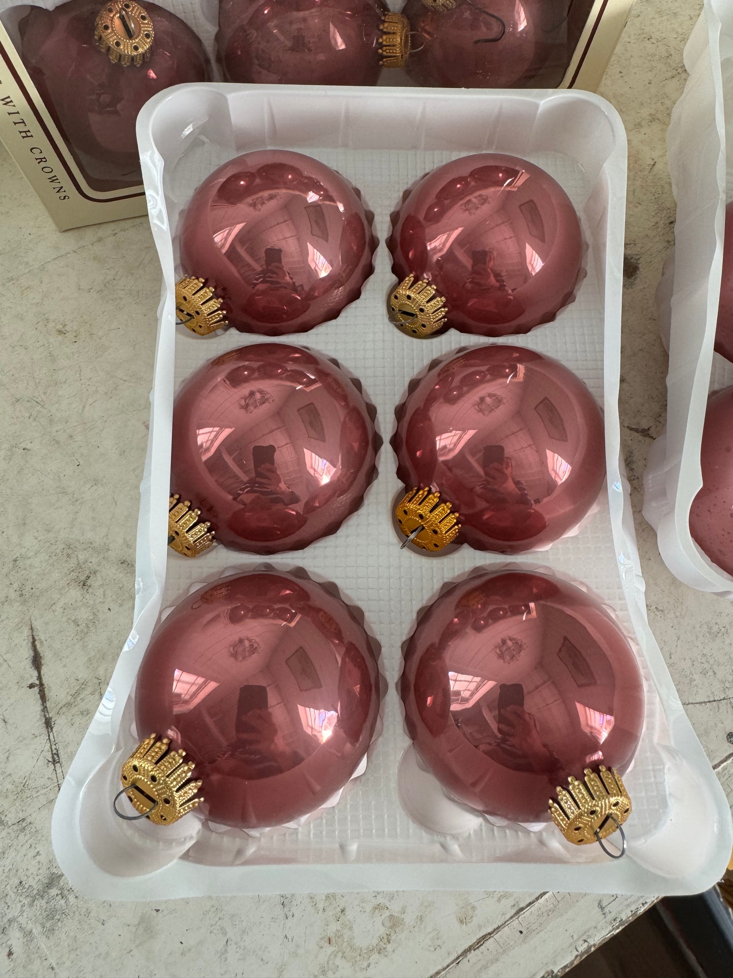 Dusty Rose Vintage Glads Ornaments sold by box