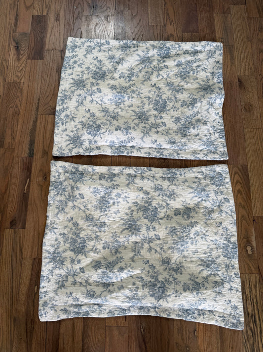 Laura Ashley blue and White Toile Pillow Shams - Standard