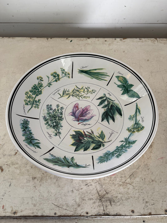 Williams Sonoma Large 12.5" Ceramic Pasta Serving Bowl Culinary Herb Pattern