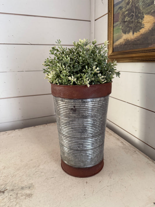 Corregated French Flower Bucket with Rusty Rims floral not included