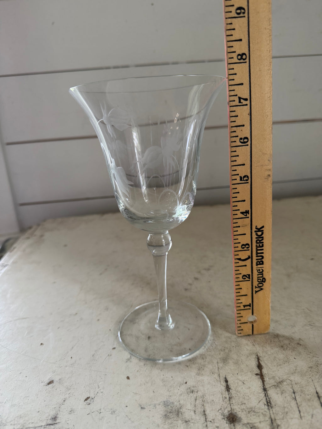 Etched glass stemware goblet - SOLD INDIVIDUALLY