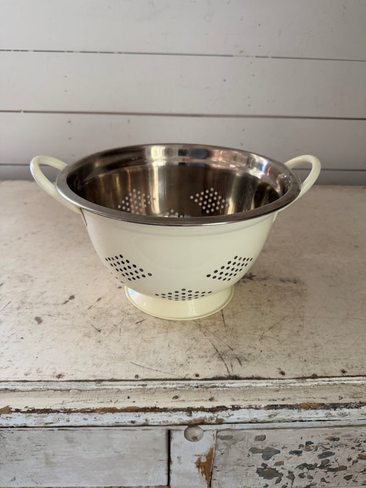Cream Enamel Colander