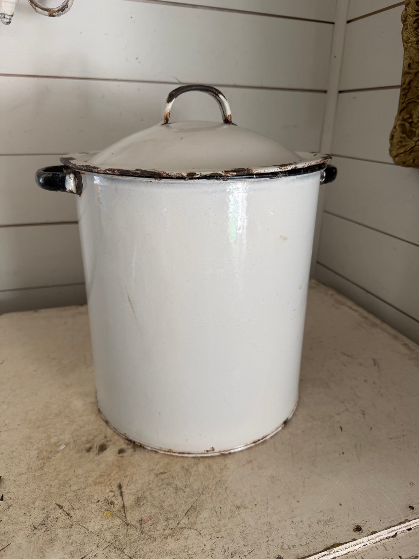 Vintage Large PRINCE of WARES Enamel FLOUR Box, England, 1920s