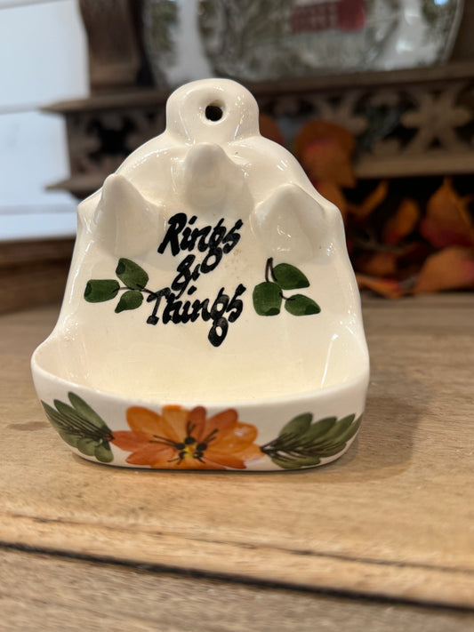 Vintage Toni Raymond Pottery Rings and Things Hooks Dish