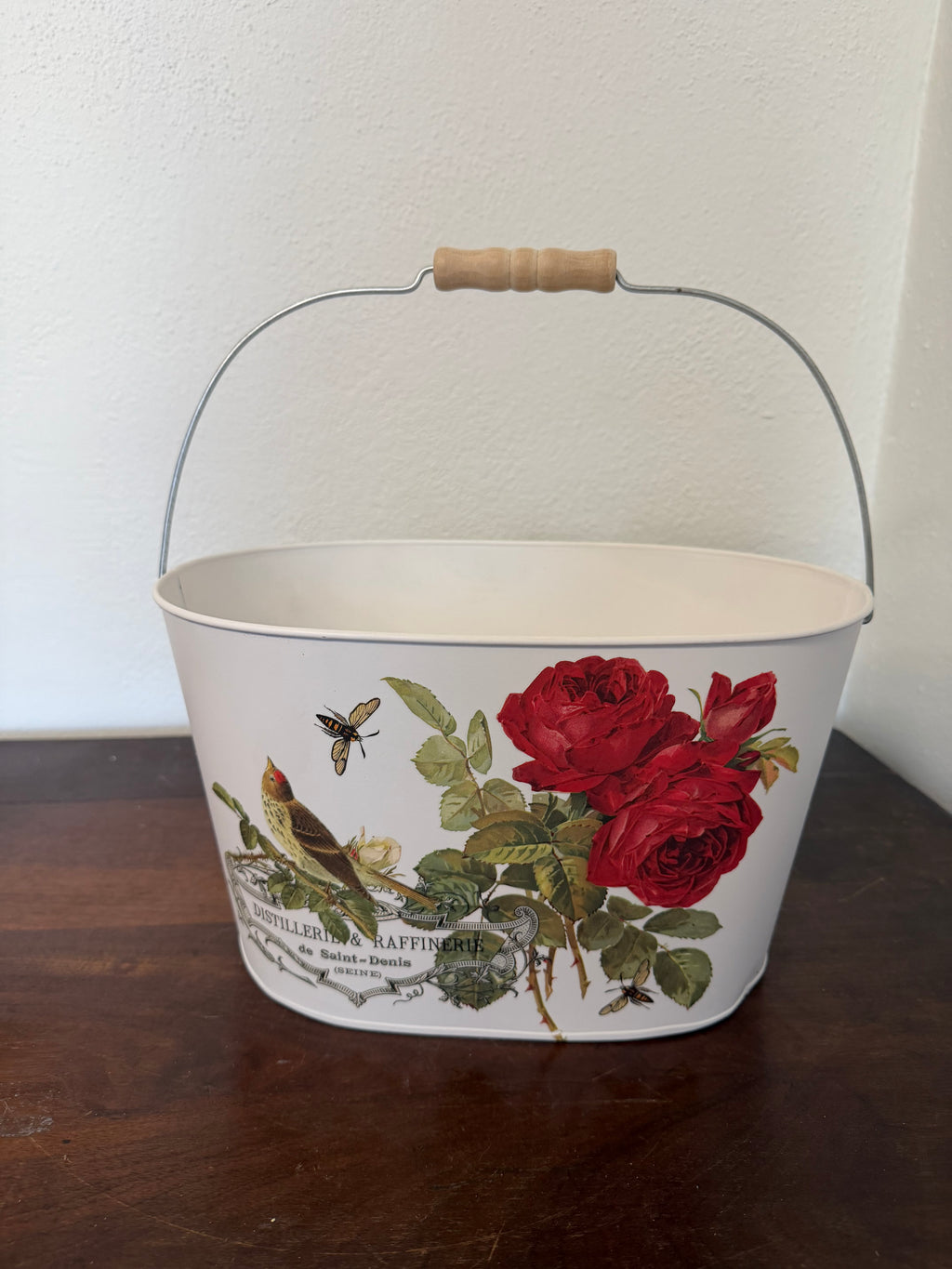 French countryWhite Metal Bucket