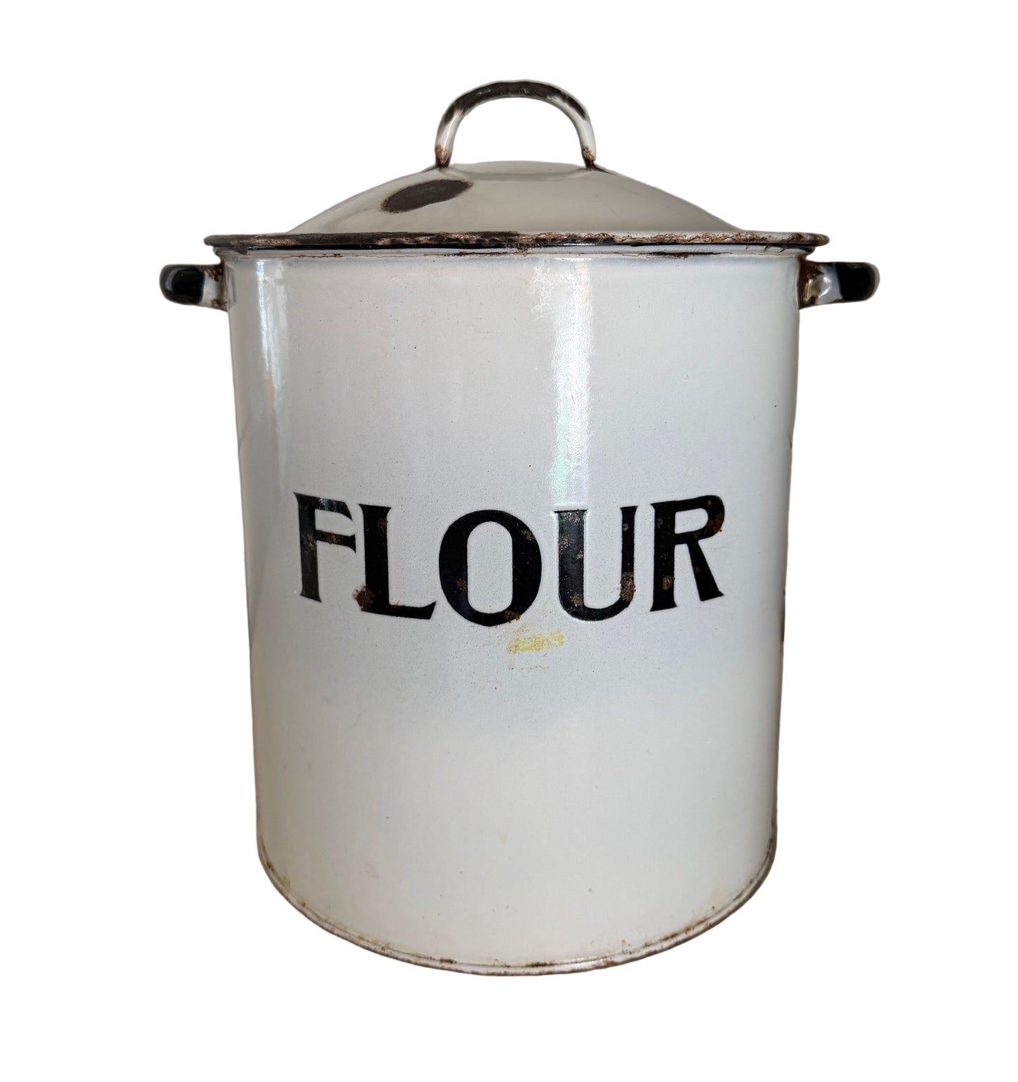 Vintage Large PRINCE of WARES Enamel FLOUR Box, England, 1920s