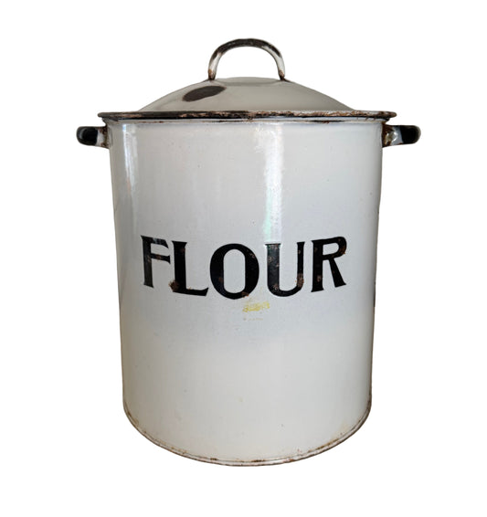 Vintage Large PRINCE of WARES Enamel FLOUR Box, England, 1920s