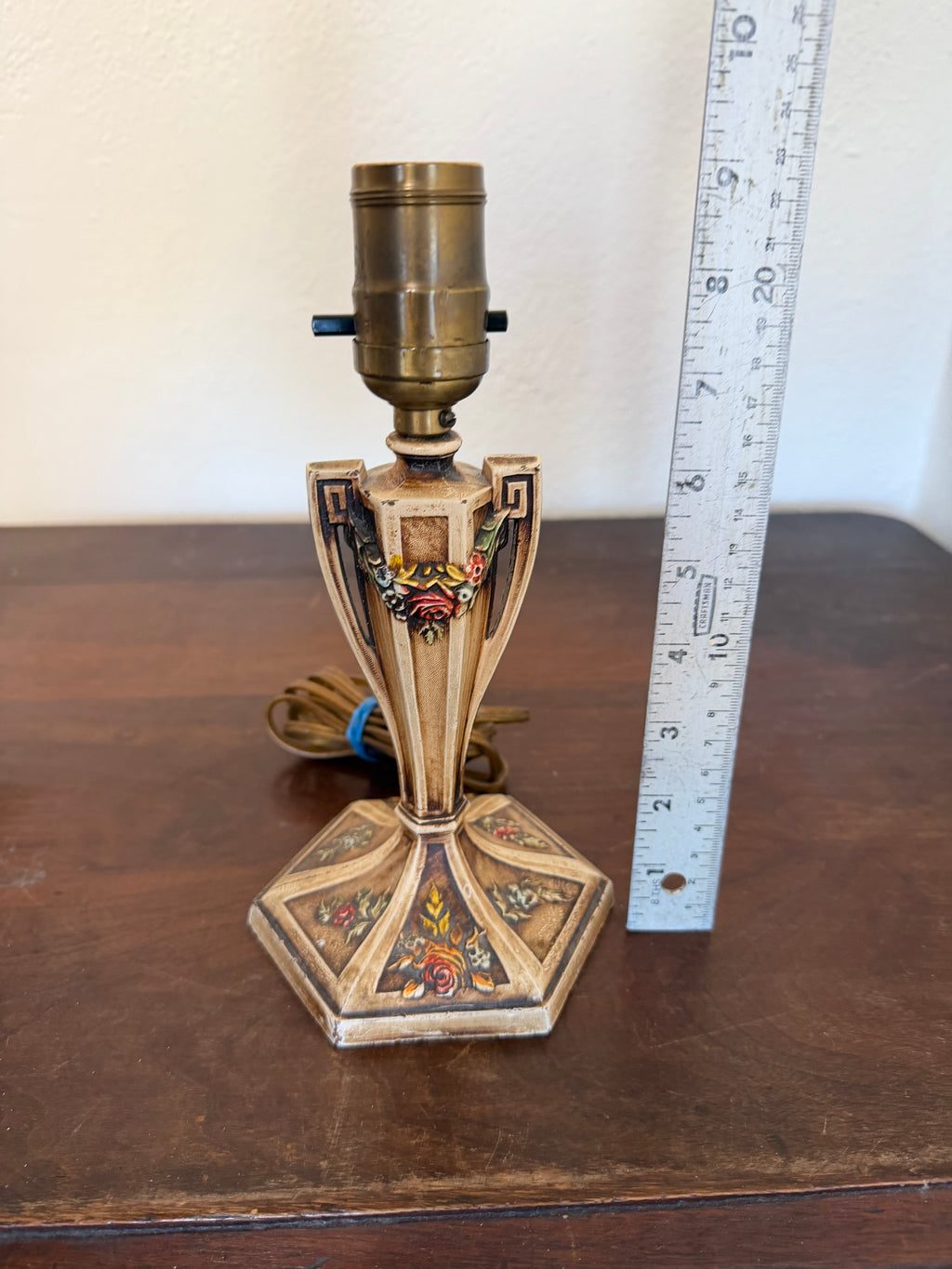 vintage Art Nouveau-style cast lamp