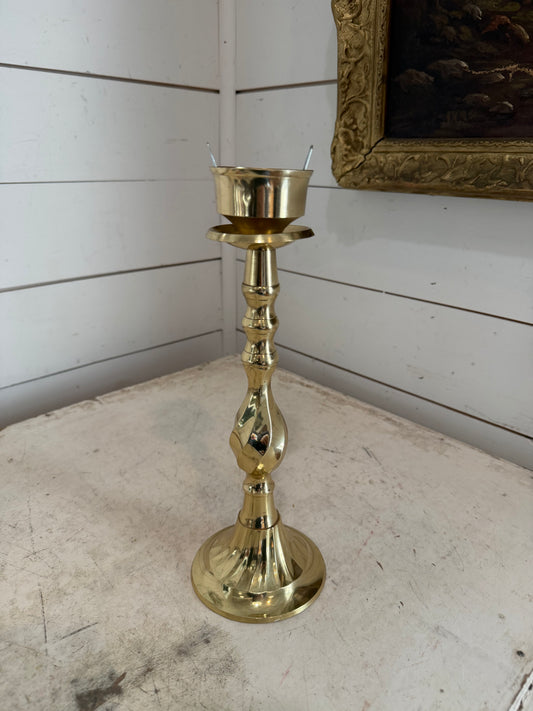 Vintage Candle Holder Candlestick Solid Brass has globe holders