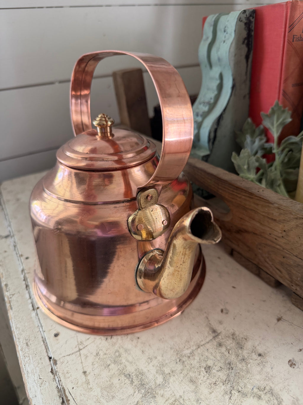 Antique Copper & Brass Tea Kettle