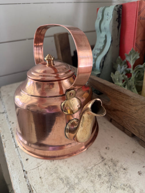 Antique Copper & Brass Tea Kettle