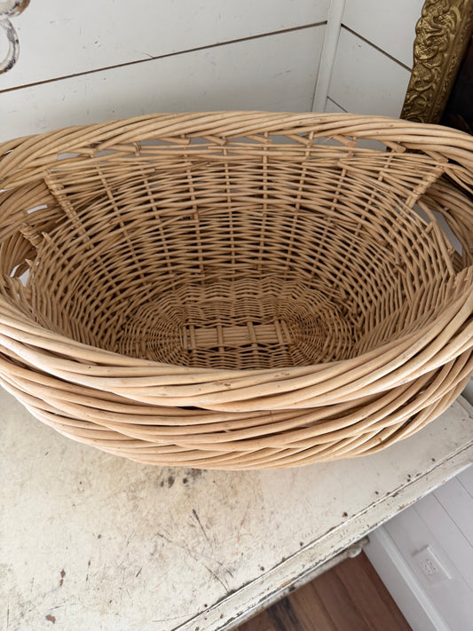 Set of three French style laundry baskets