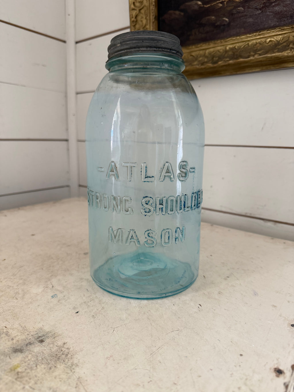 Half gallon Atlas jar with lid