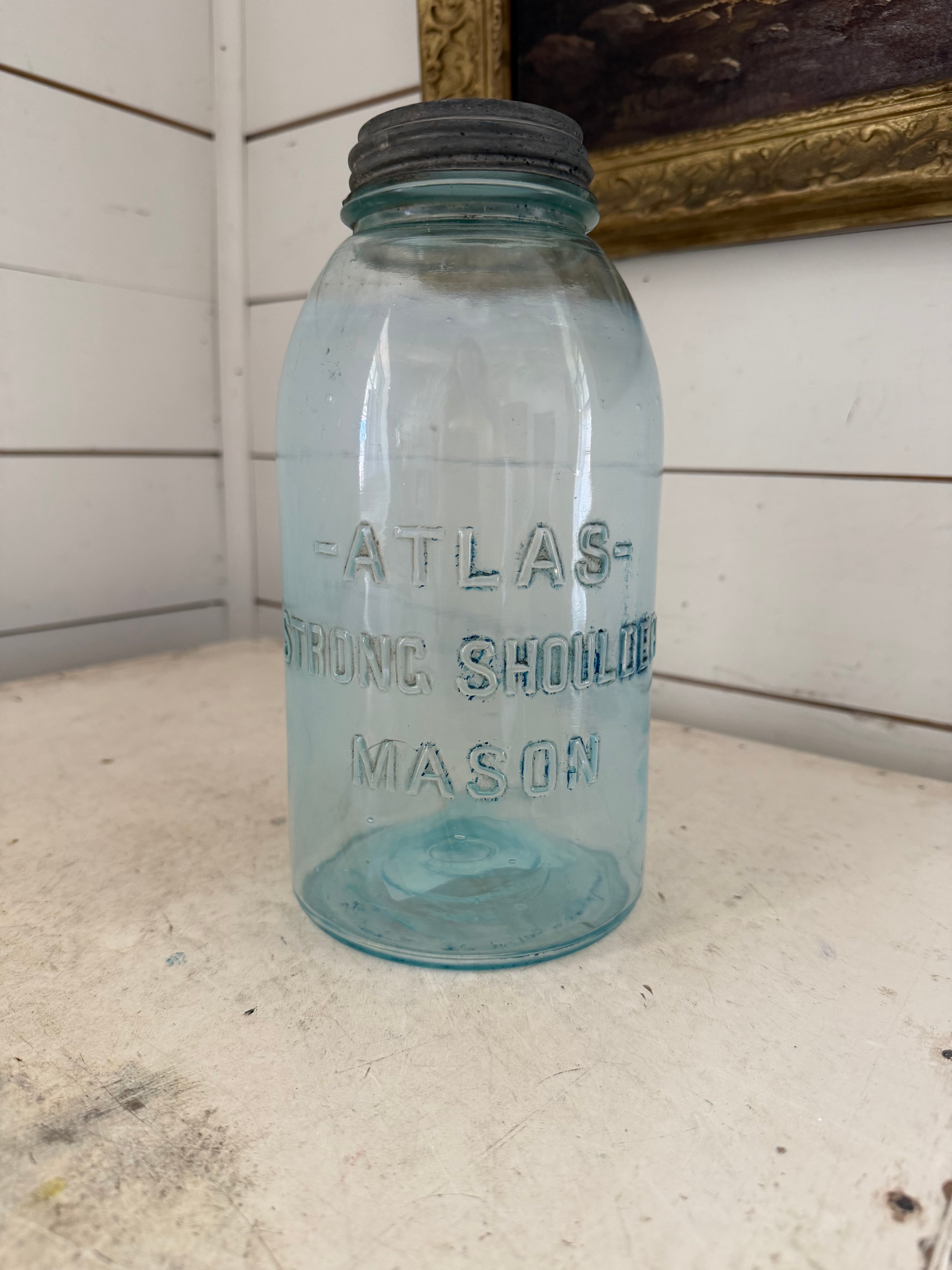Half gallon Atlas jar with lid