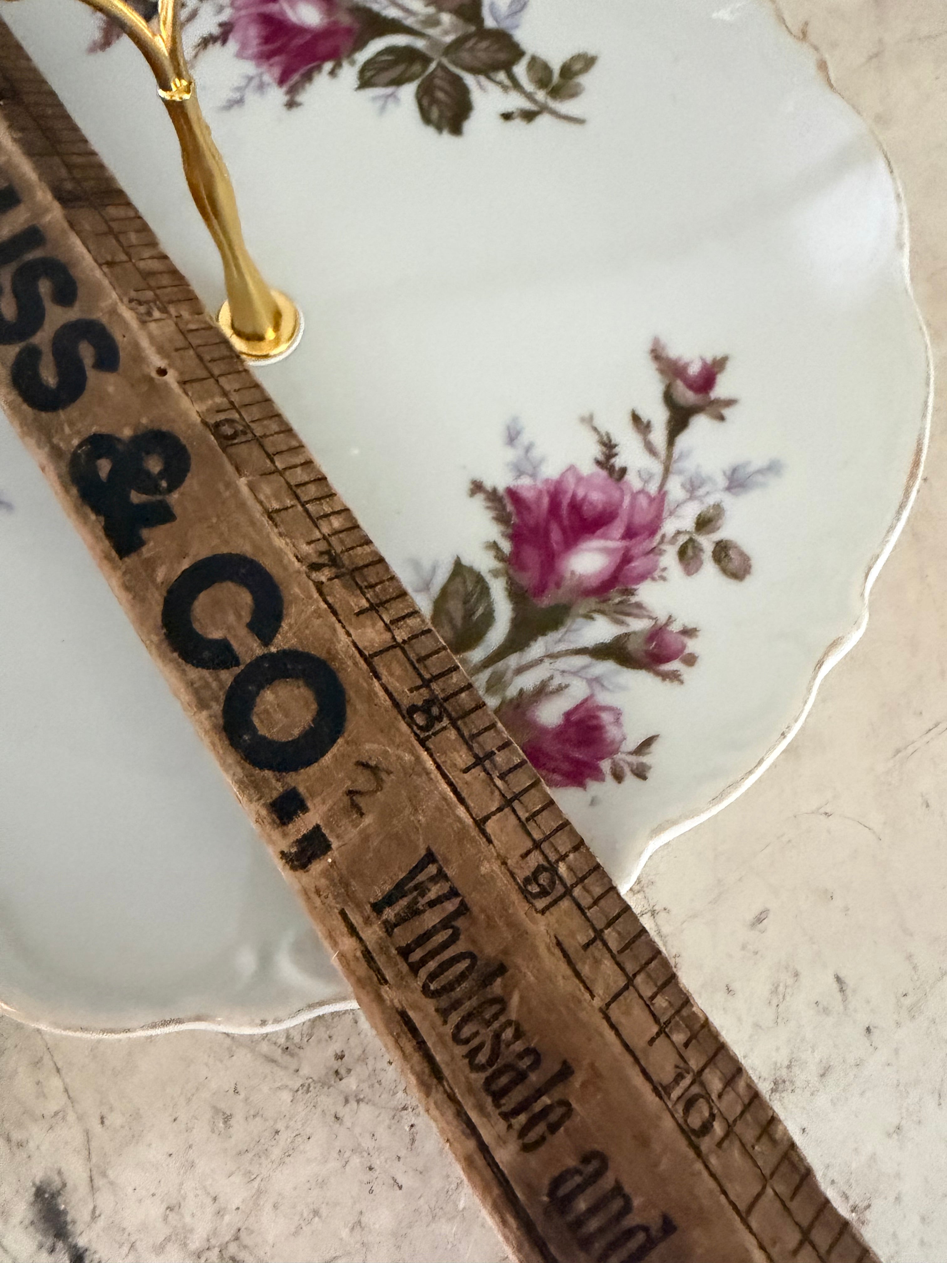 Vintage Floral Plate with Handle