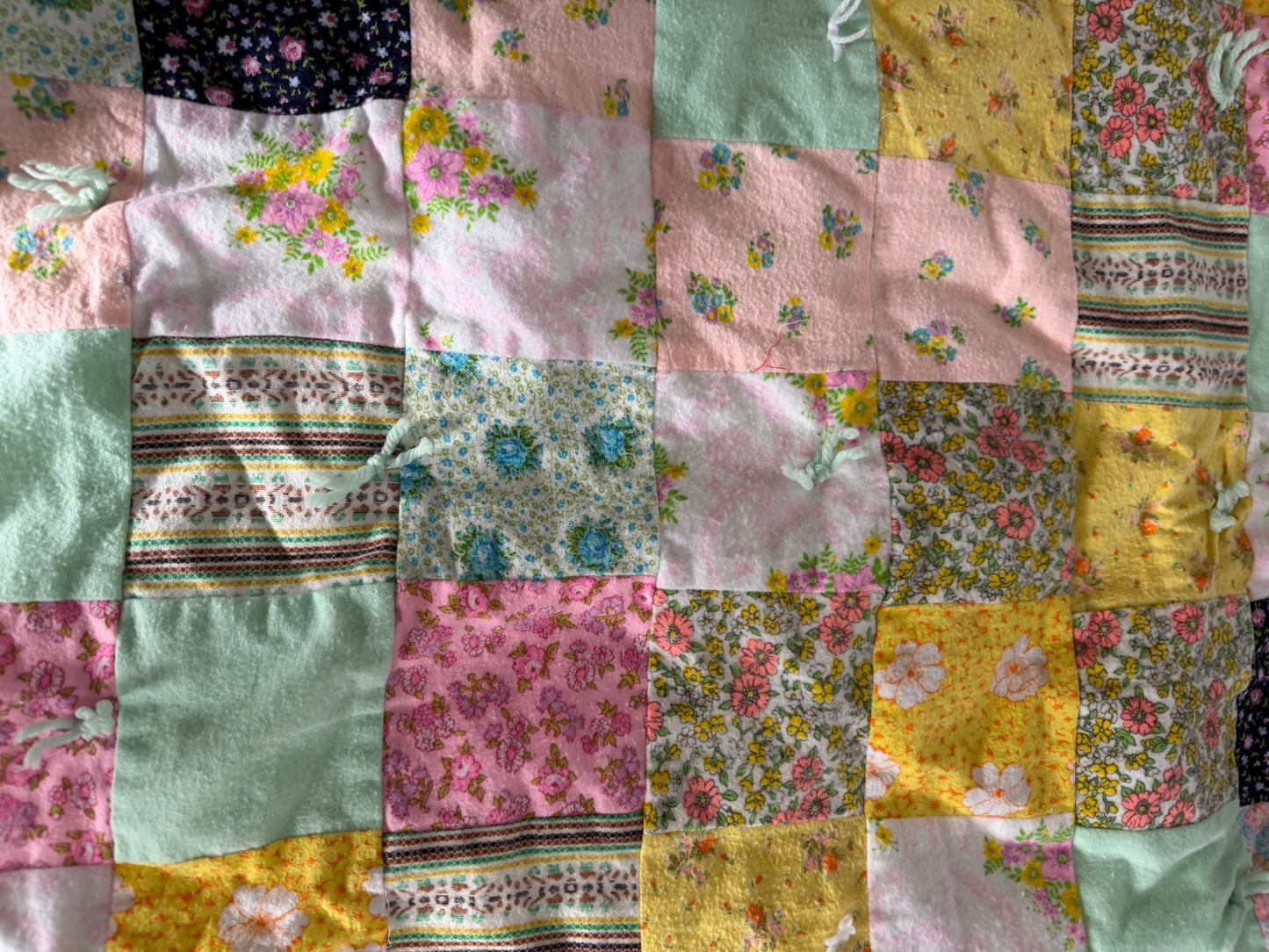 Pieced baby blanket crazy quilt