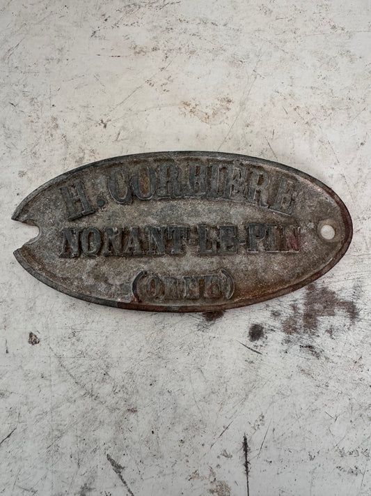 Antique Cast Iron House Plaque From Nonant-le-Pin, France