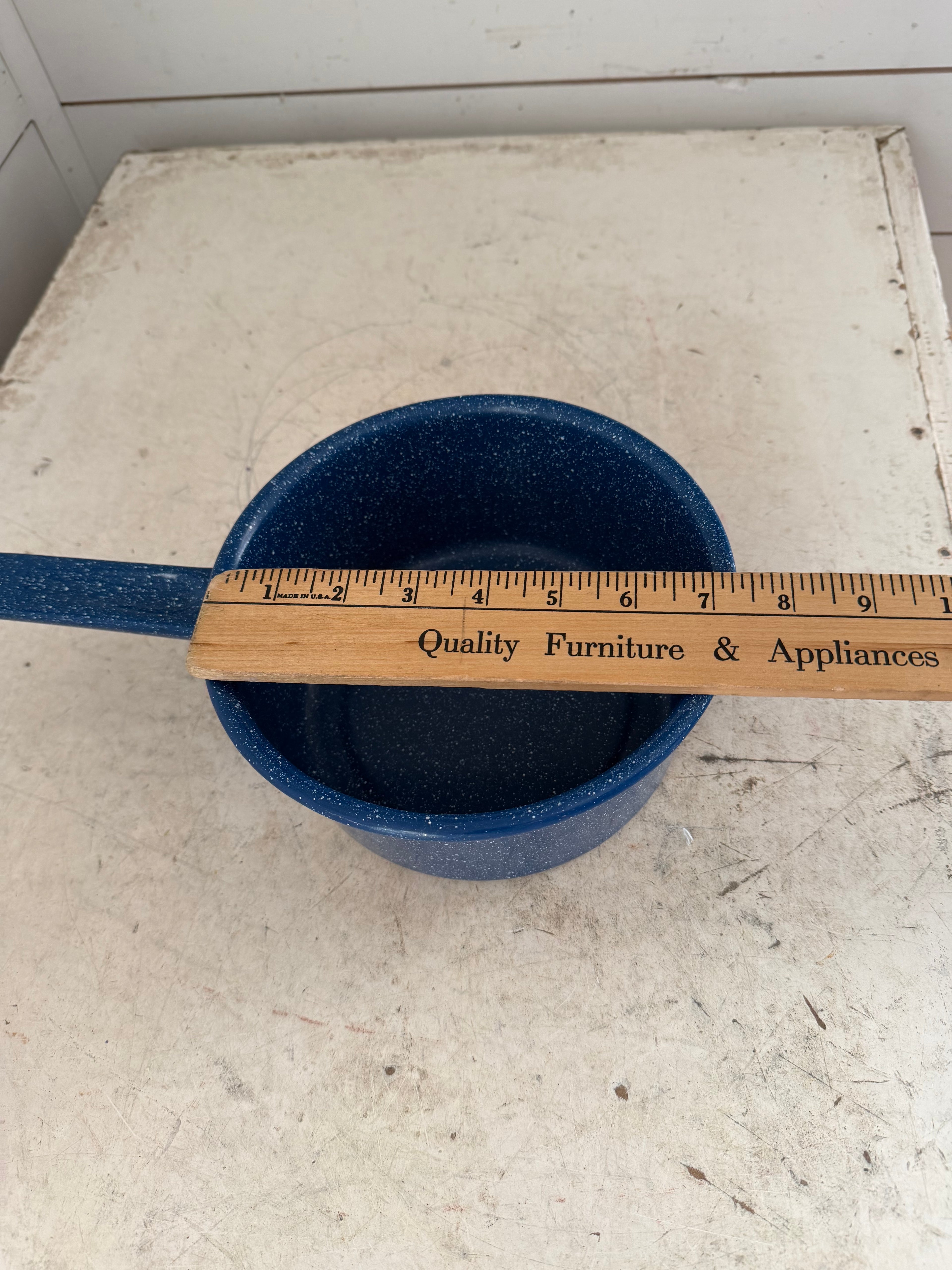 Blue Speckled Enamel Saucepan