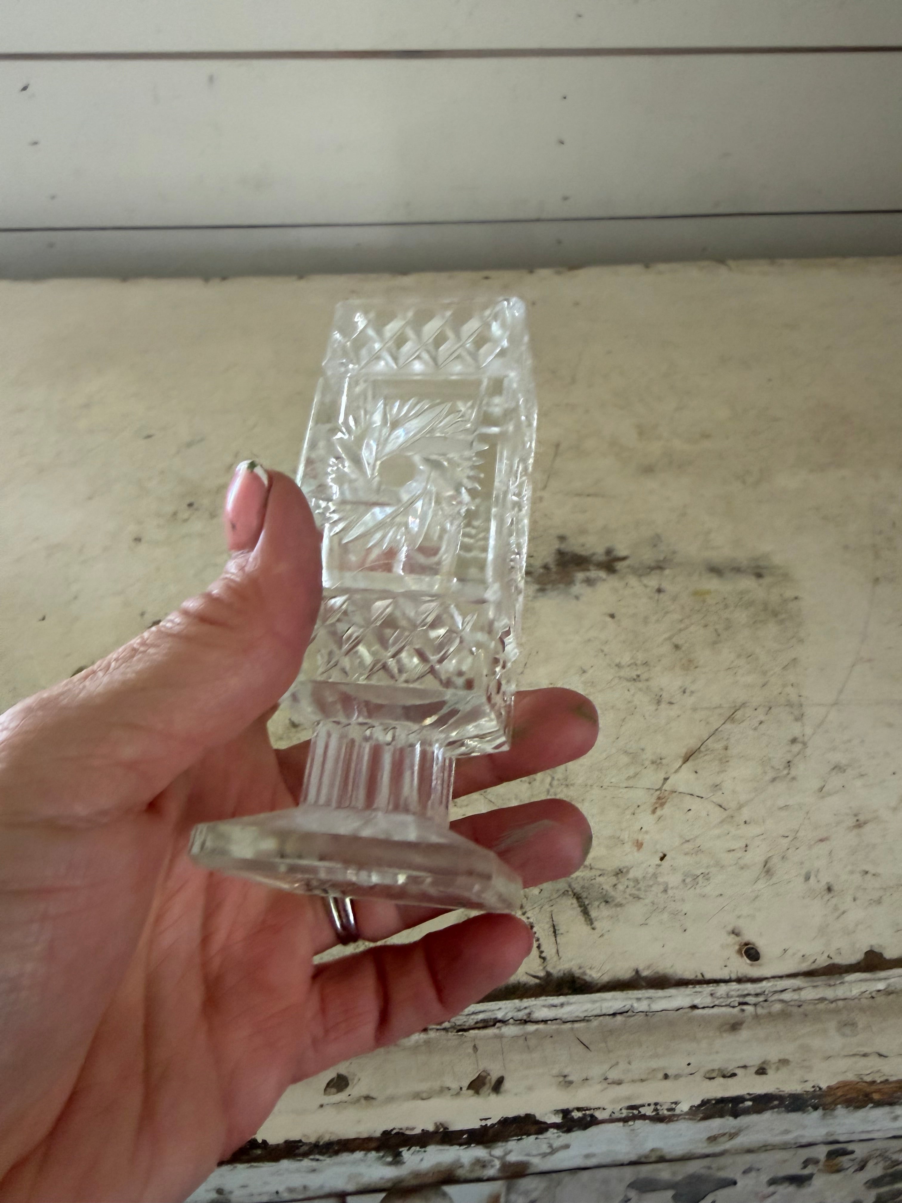 Vintage European Lead Crystal Footed Bud Vase 4"